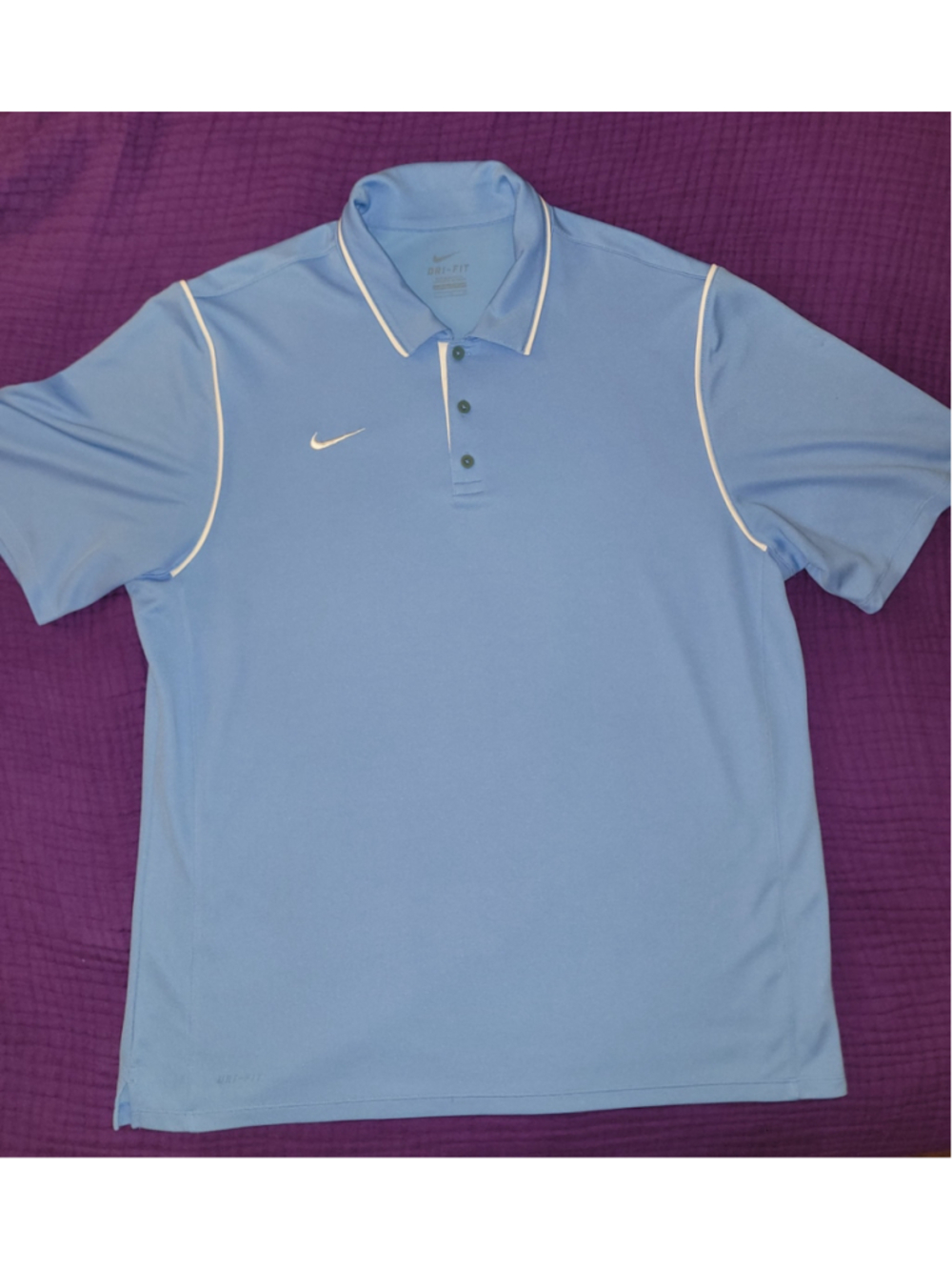 Nike Dri-FIT Polo Shirt Men's XL Blue Short Sleeve Golf Athletic Swoosh Logo